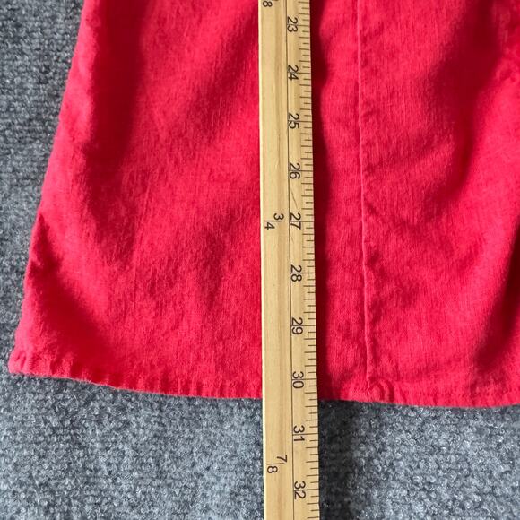 Abercrombie and Fitch Dress Women Medium Coral Linen Button Through Mini Peasant - Picture 6 of 10